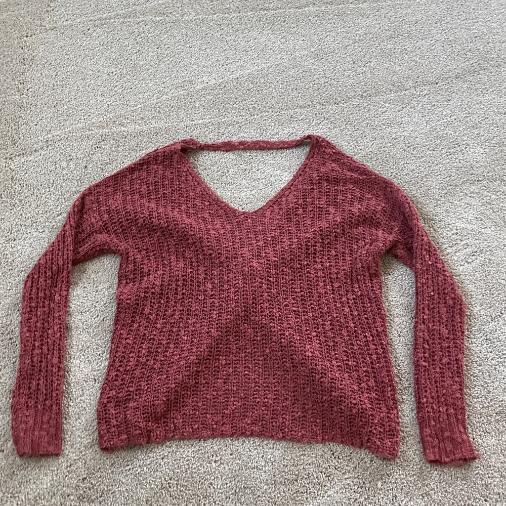 Stylish Red Textured Sweater